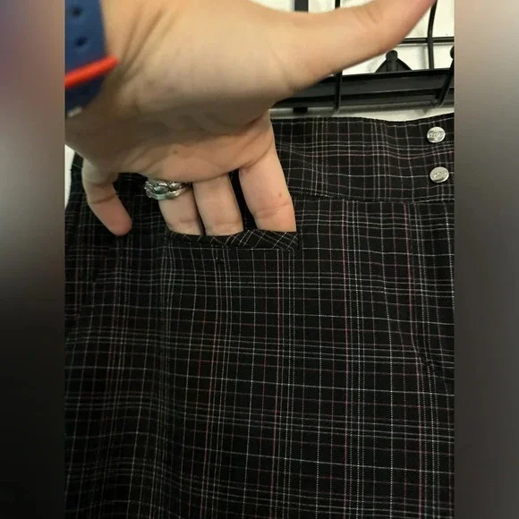 IZOD XFG Stretch golf black pink white plaid pants 5 pocket stretch snap and zip - Picture 3 of 8